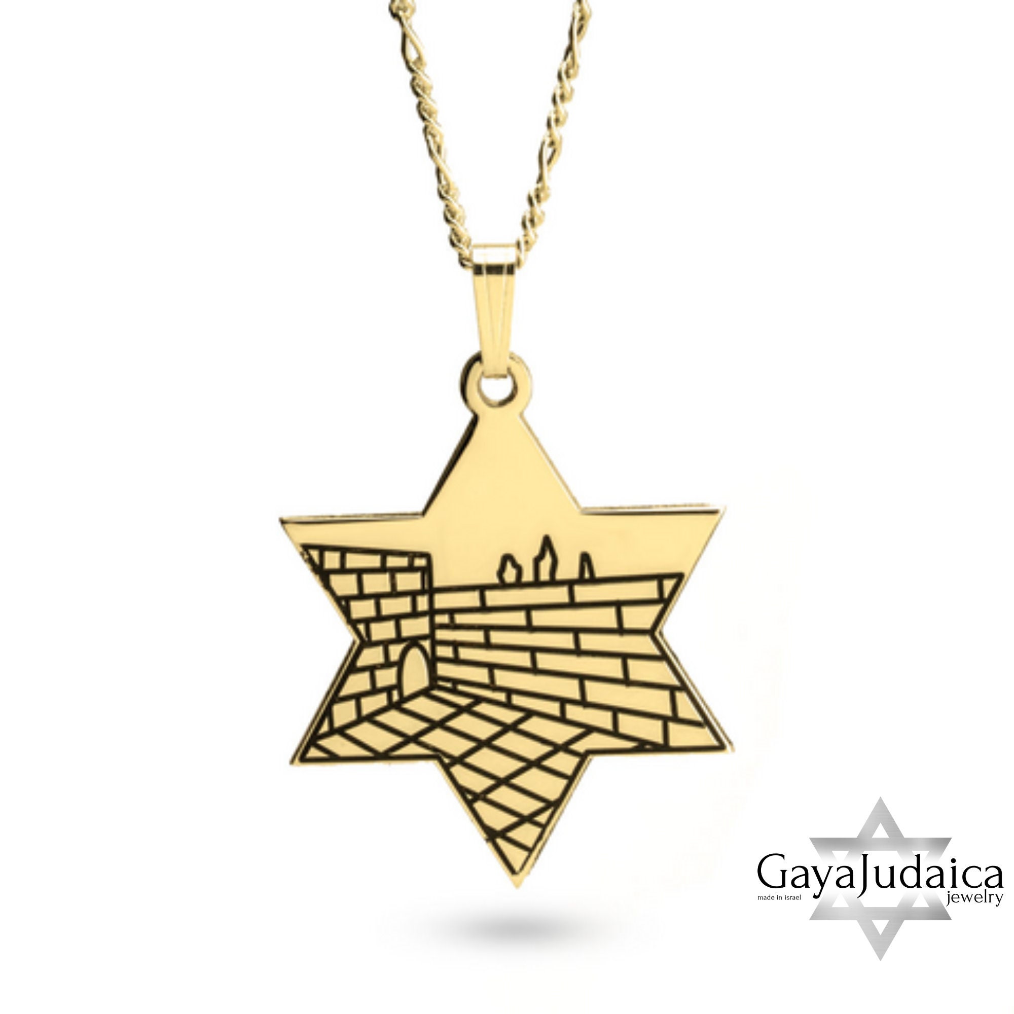 Star of David Western Wall Engraving Necklace — Israeli Pendant Star of David Western Wall Engraving Necklace — Israeli Pendant
