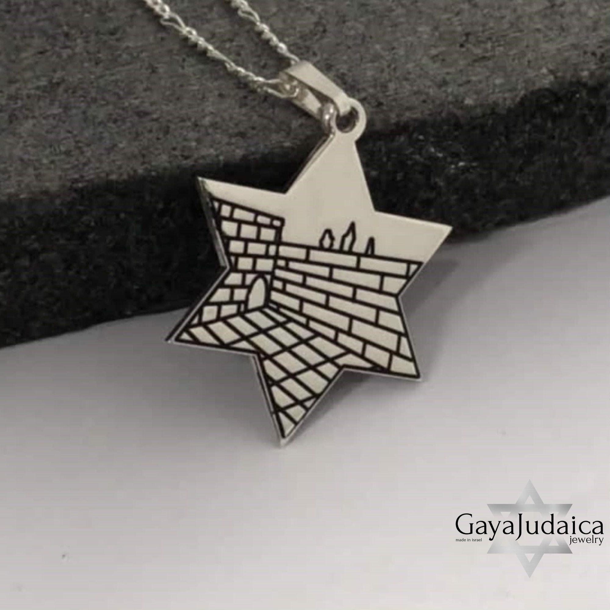 Star of David Western Wall Engraving Necklace — Israeli Pendant Star of David Western Wall Engraving Necklace — Israeli Pendant