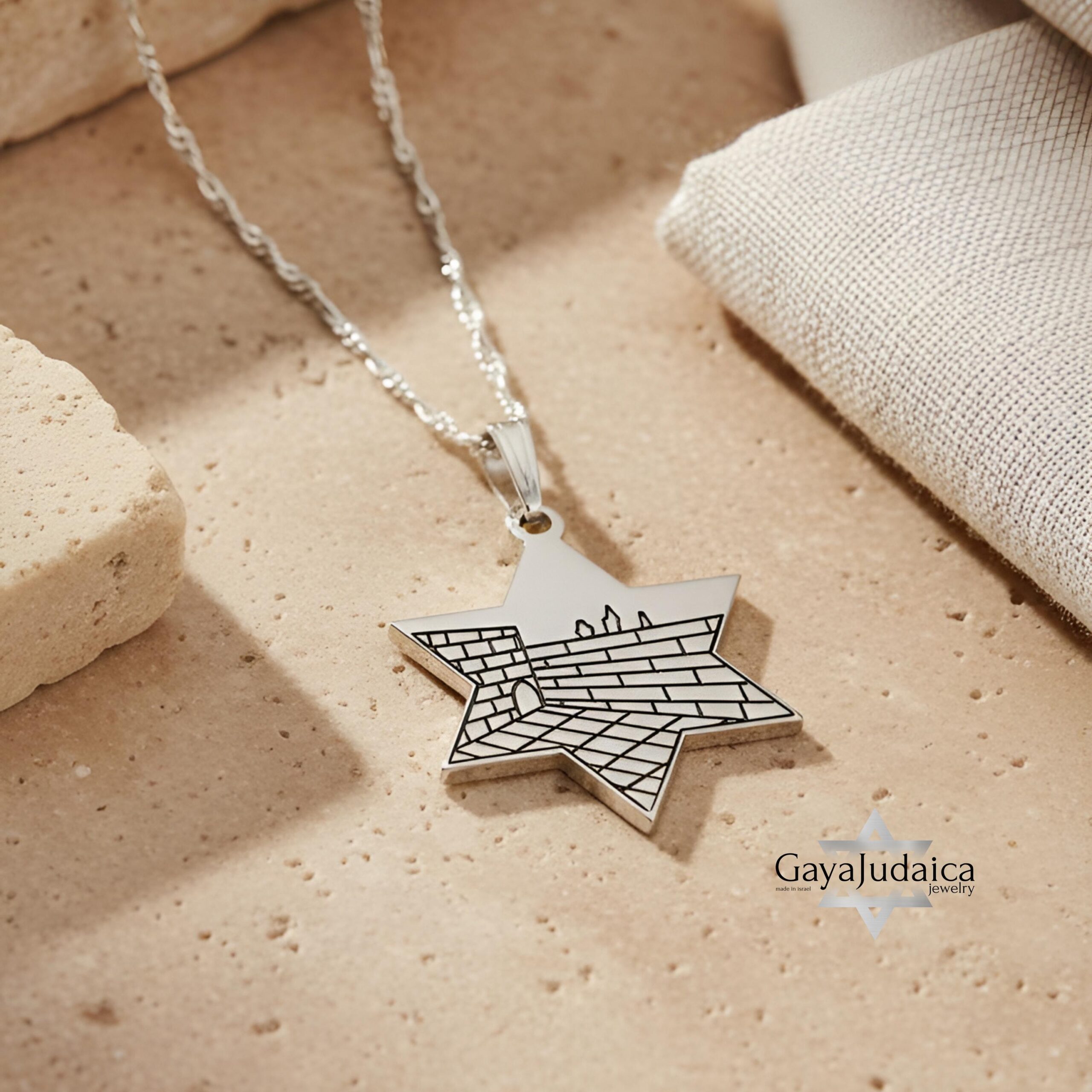 Star of David Western Wall Engraving Necklace — Israeli Pendant Star of David Western Wall Engraving Necklace — Israeli Pendant