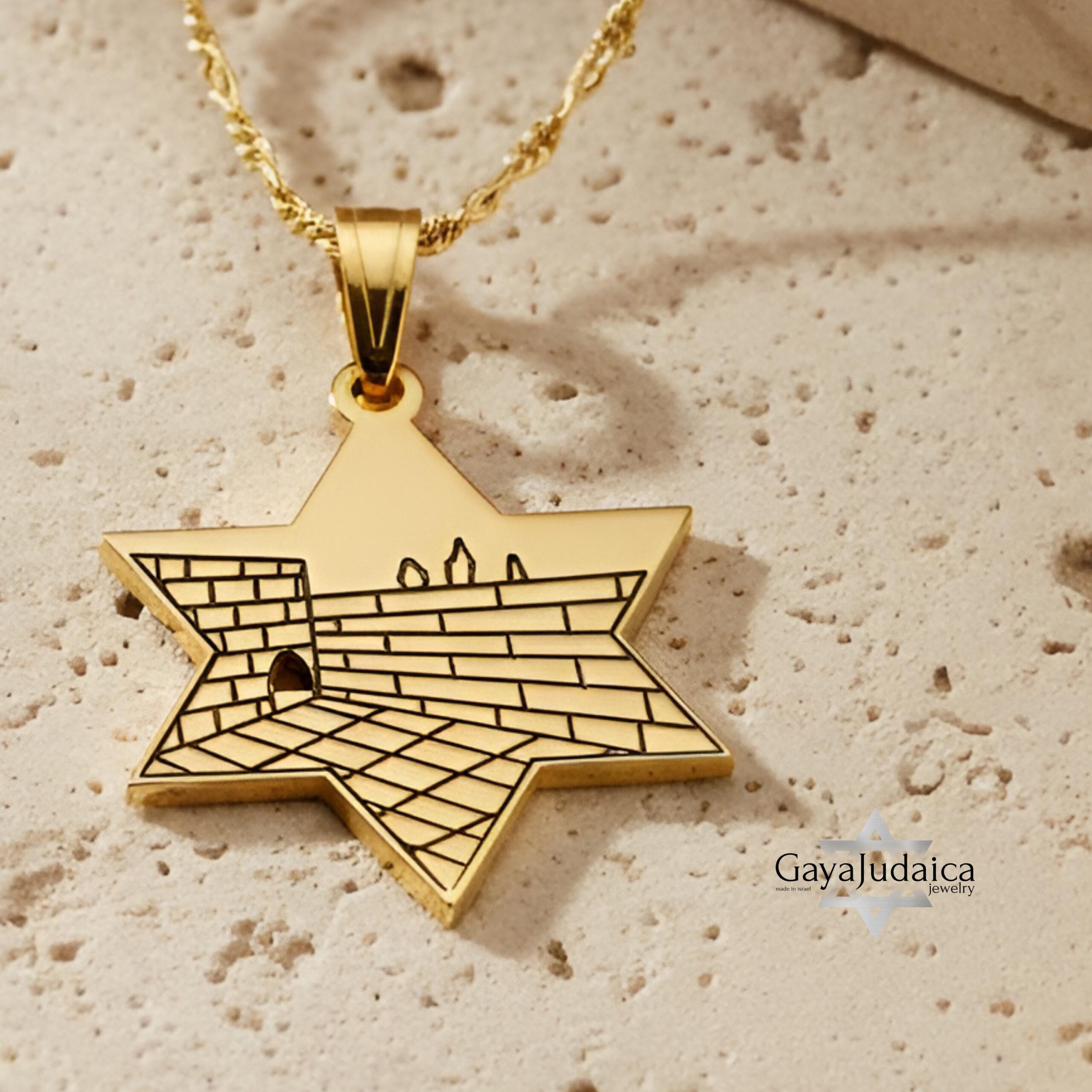 Star of David Western Wall Engraving Necklace — Israeli Pendant Star of David Western Wall Engraving Necklace — Israeli Pendant