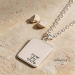 Personalized Hebrew Name Tag Necklace — Minimalist Sterling Silver Pendant
