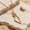 Israel Map Necklace with Star of David & Birthstone Zircon — view 12