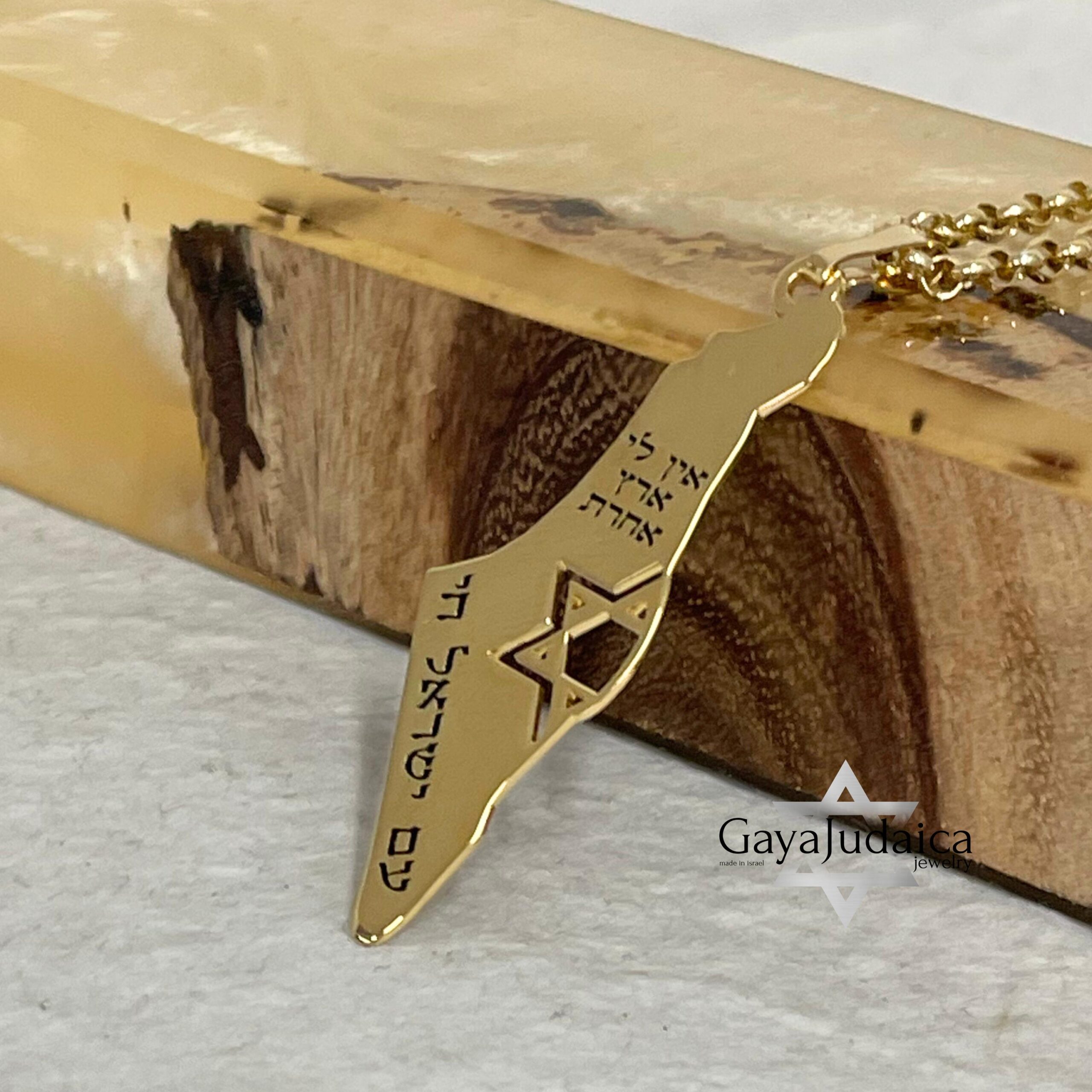 Israel Map Necklace with Magen David & Am Yisrael Chai Israel Map Necklace with Magen David & Am Yisrael Chai
