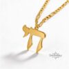 Large Hebrew Chai Necklace on Figaro Chain — view 3