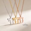 Large Hebrew Chai Necklace on Figaro Chain — view 6