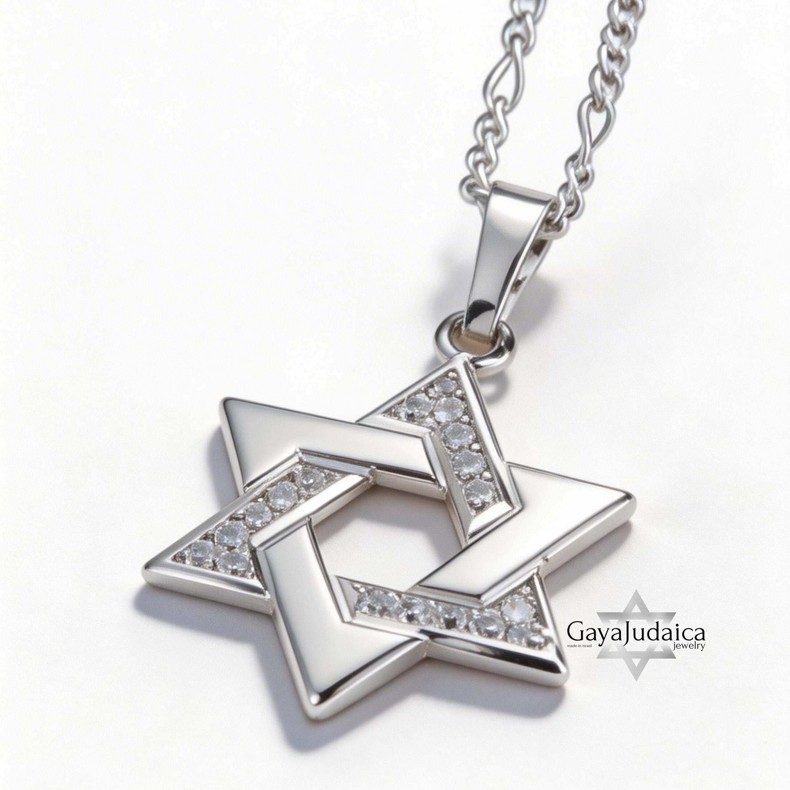 Zircon Star of David Necklace — Sterling Silver Jewish Jewelry Zircon Star of David Necklace — Sterling Silver Jewish Jewelry