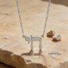 Sterling Silver Chai Necklace with Cubic Zirconia — view 1