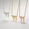 Sterling Silver Chai Necklace with Cubic Zirconia — view 5