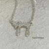 Sterling Silver Chai Necklace with Cubic Zirconia — view 10