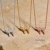 Sterling Silver Chai Necklace with Cubic Zirconia — view 13