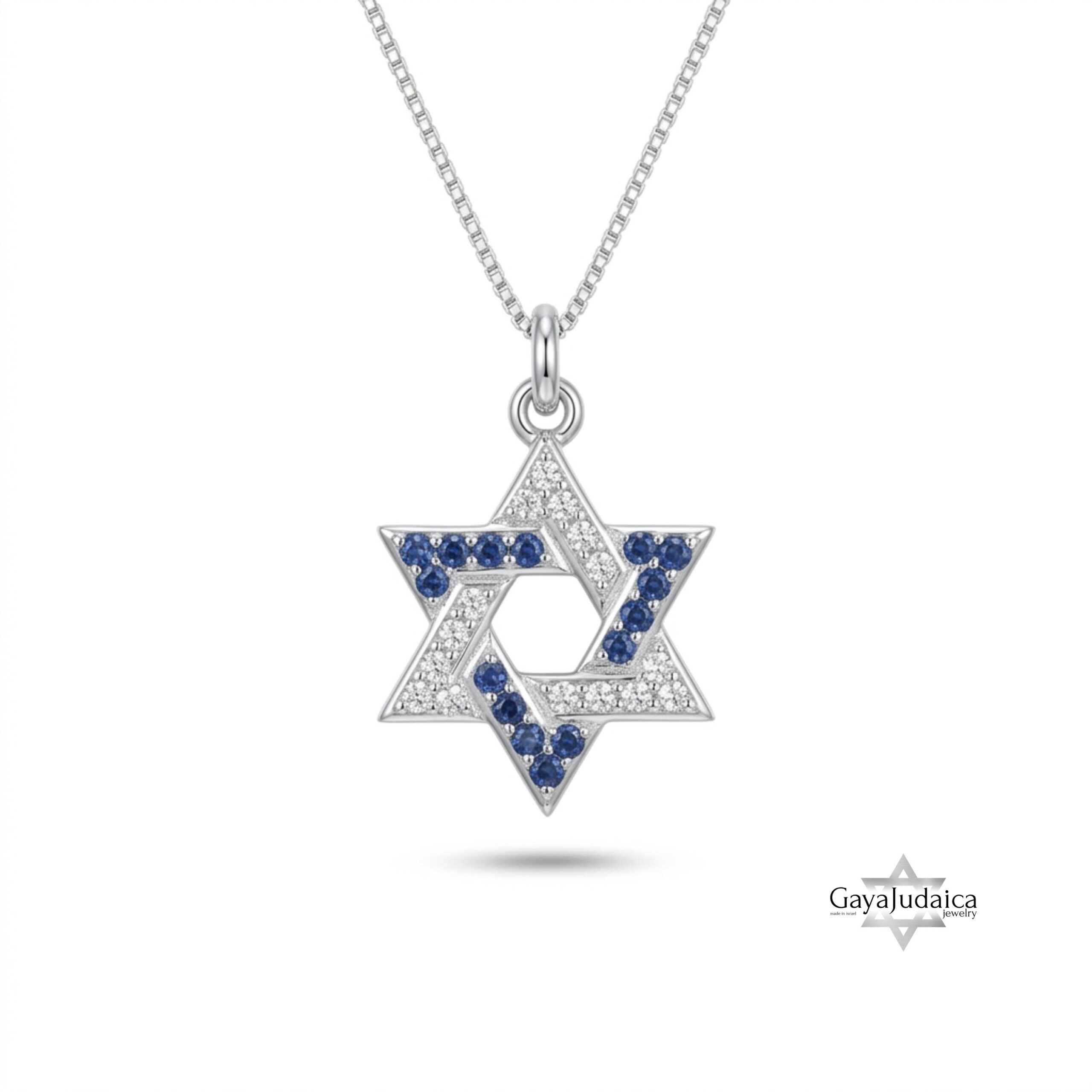 Star of David Pave Necklace — Blue Zircon Sterling Silver Pendant Star of David Pave Necklace — Blue Zircon Sterling Silver Pendant