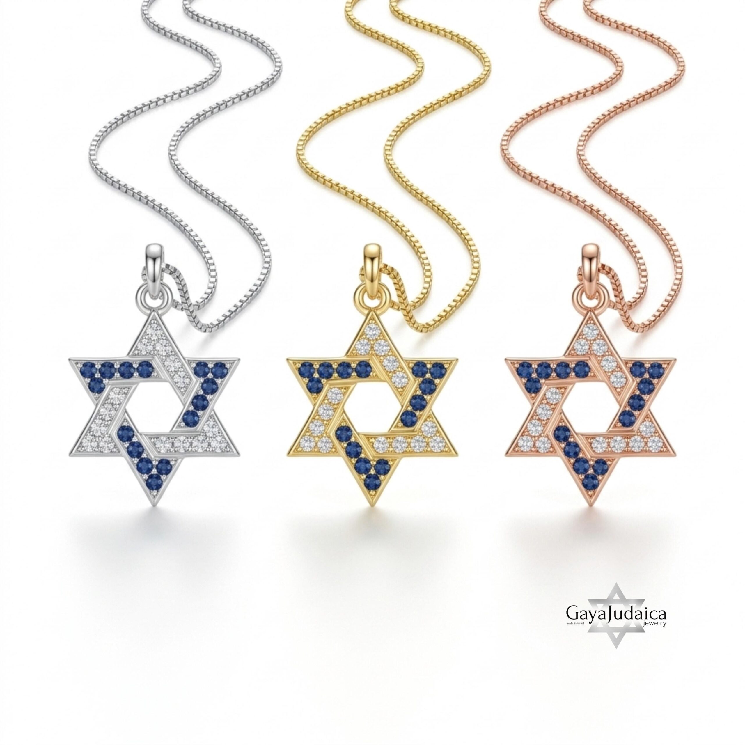 Star of David Pave Necklace — Blue Zircon Sterling Silver Pendant Star of David Pave Necklace — Blue Zircon Sterling Silver Pendant