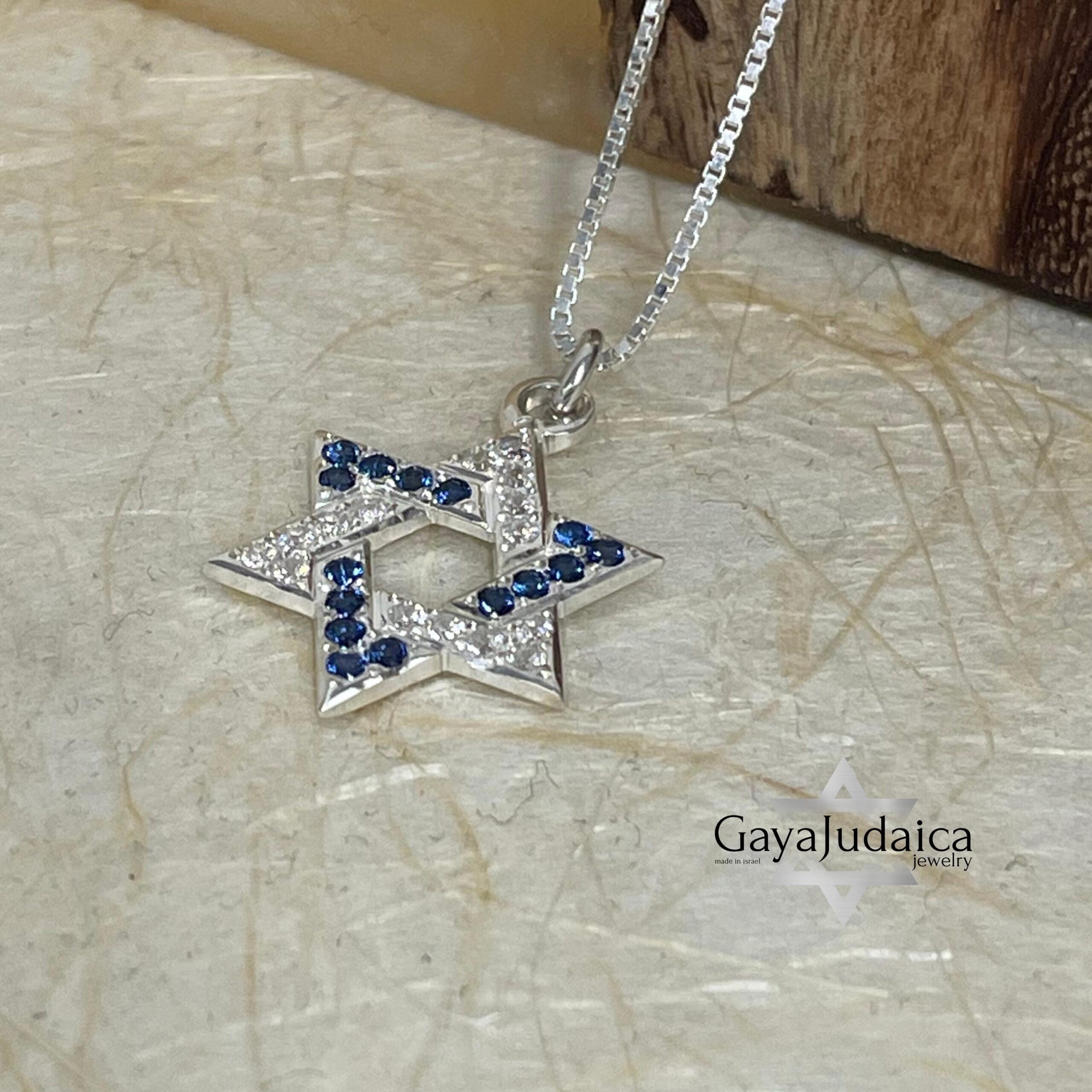 Star of David Pave Necklace — Blue Zircon Sterling Silver Pendant Star of David Pave Necklace — Blue Zircon Sterling Silver Pendant