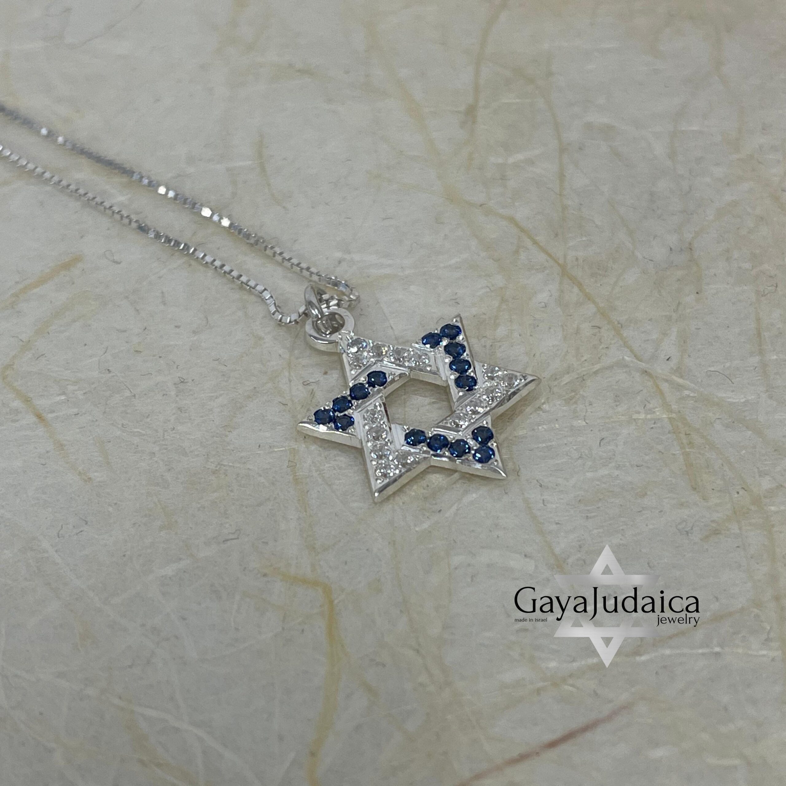 Star of David Pave Necklace — Blue Zircon Sterling Silver Pendant Star of David Pave Necklace — Blue Zircon Sterling Silver Pendant
