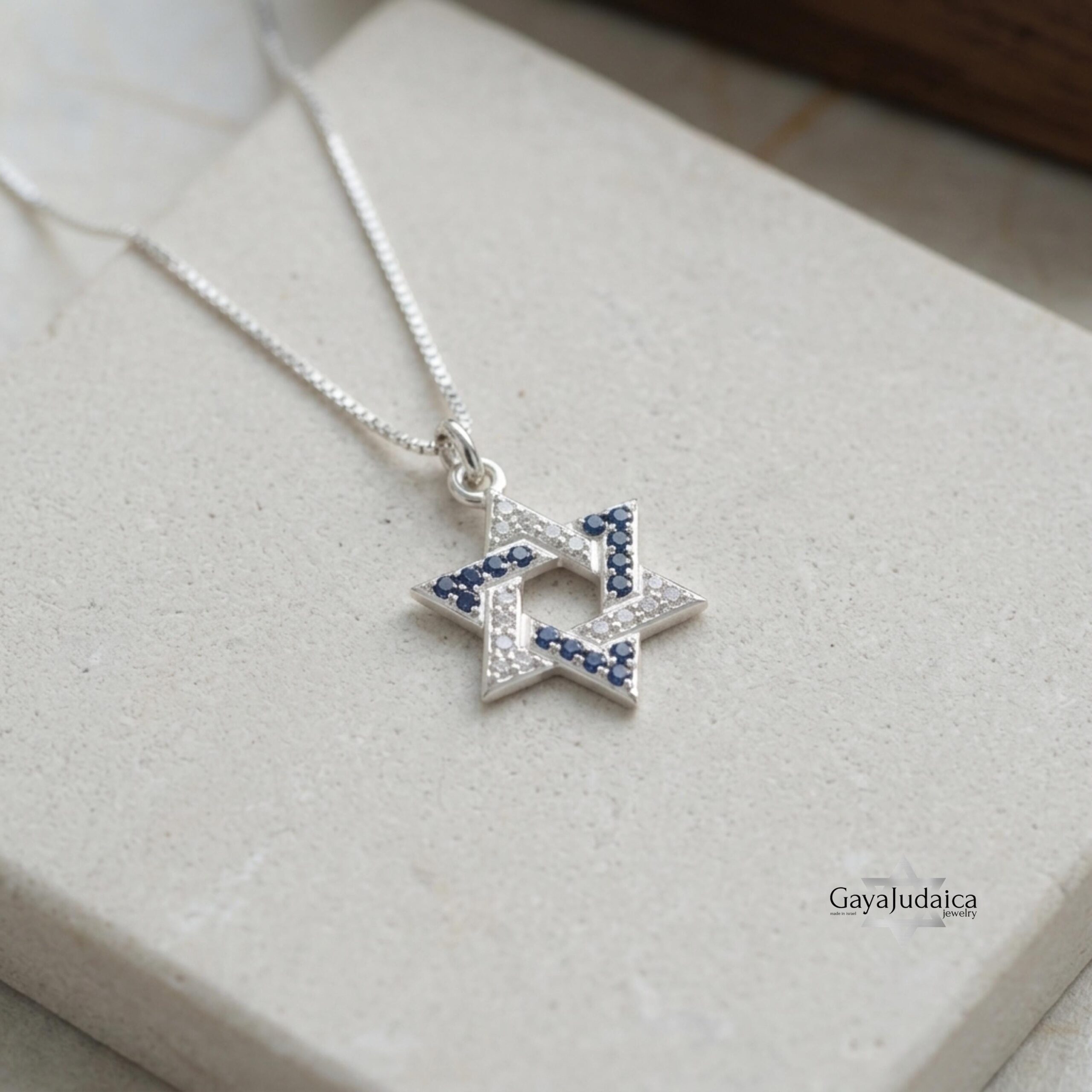 Star of David Pave Necklace — Blue Zircon Sterling Silver Pendant Star of David Pave Necklace — Blue Zircon Sterling Silver Pendant