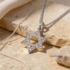 Zirconia Star of David Necklace — Sterling Silver — view 1