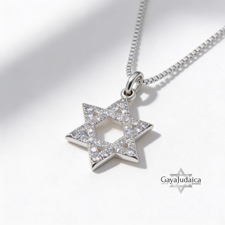 Zirconia Star of David Necklace — Sterling Silver — view 2