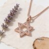 Zirconia Star of David Necklace — Sterling Silver — view 6