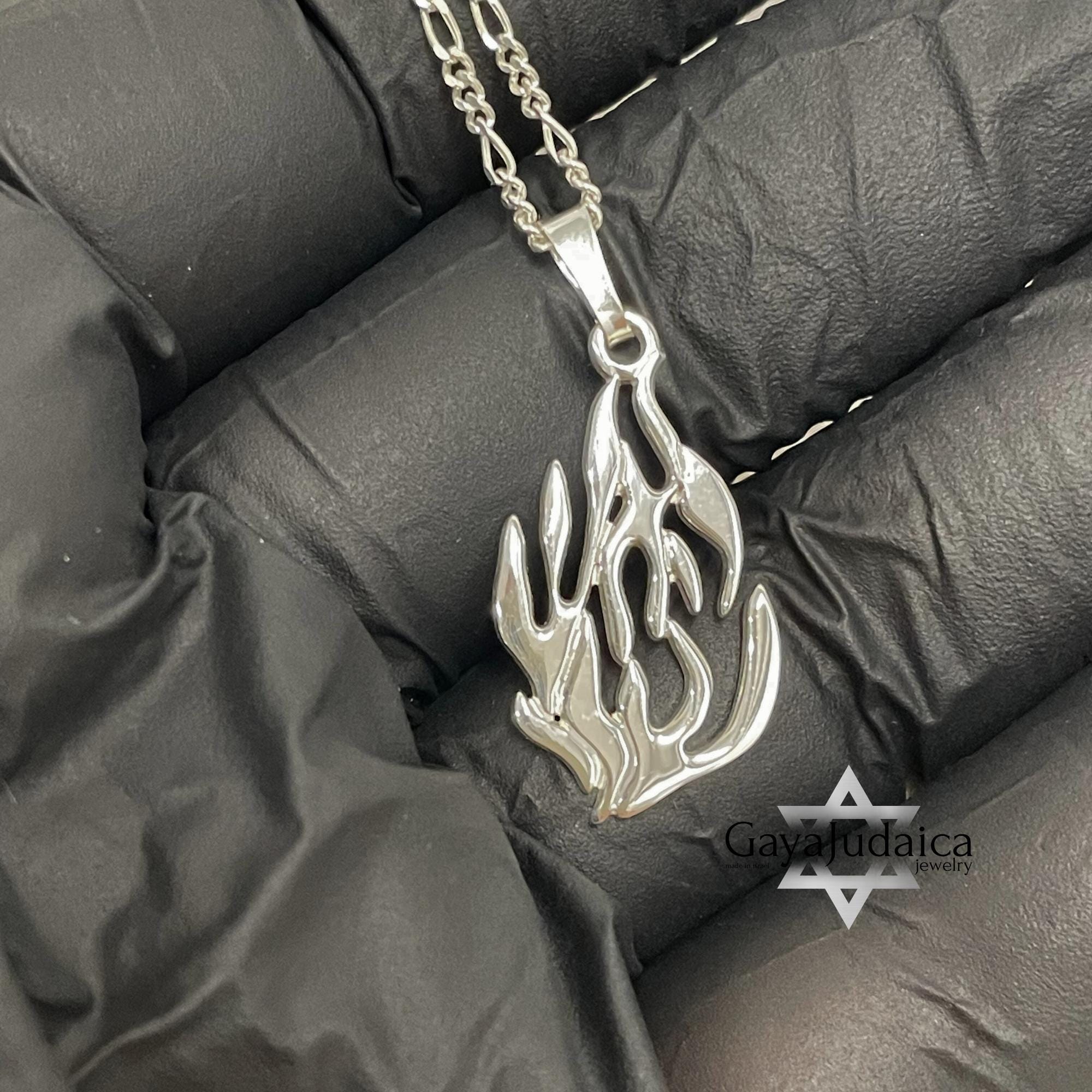 Hebrew "My Fire" Necklace — Sterling Silver Israeli Hebrew Word Pendant Hebrew "My Fire" Necklace — Sterling Silver Israeli Hebrew Word Pendant