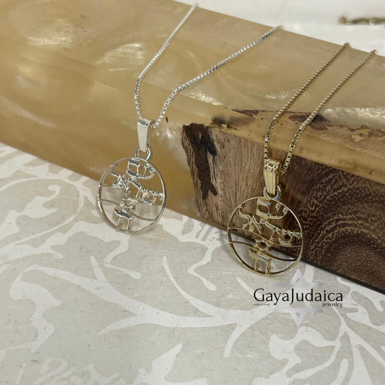 Sterling Silver Am Yisrael Chai Star of David Necklace — view 2