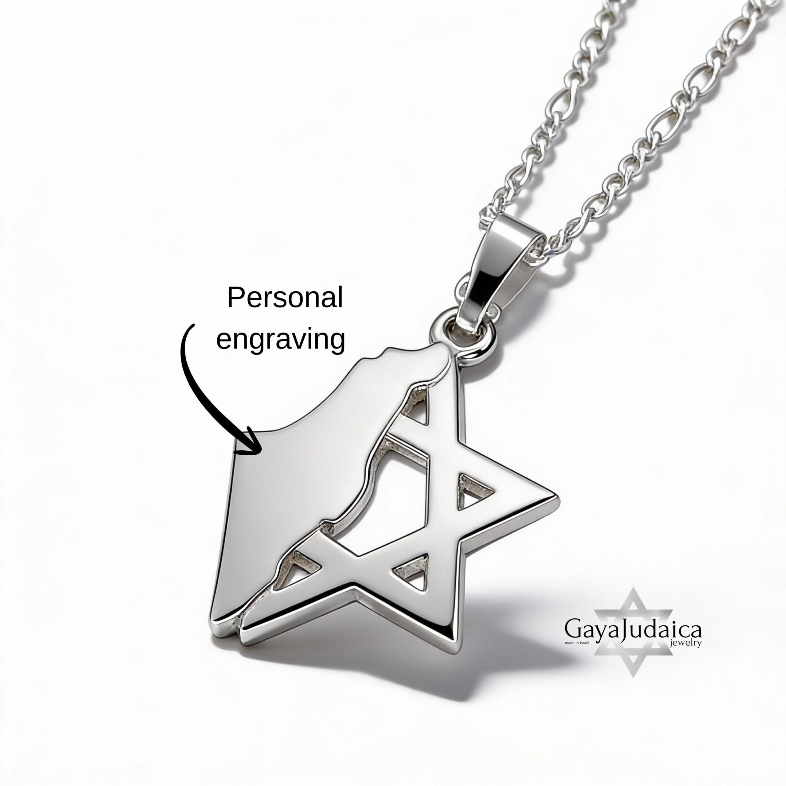 Star of David and Israel Map Pendant Necklace — Israeli Judaica Star of David and Israel Map Pendant Necklace — Israeli Judaica