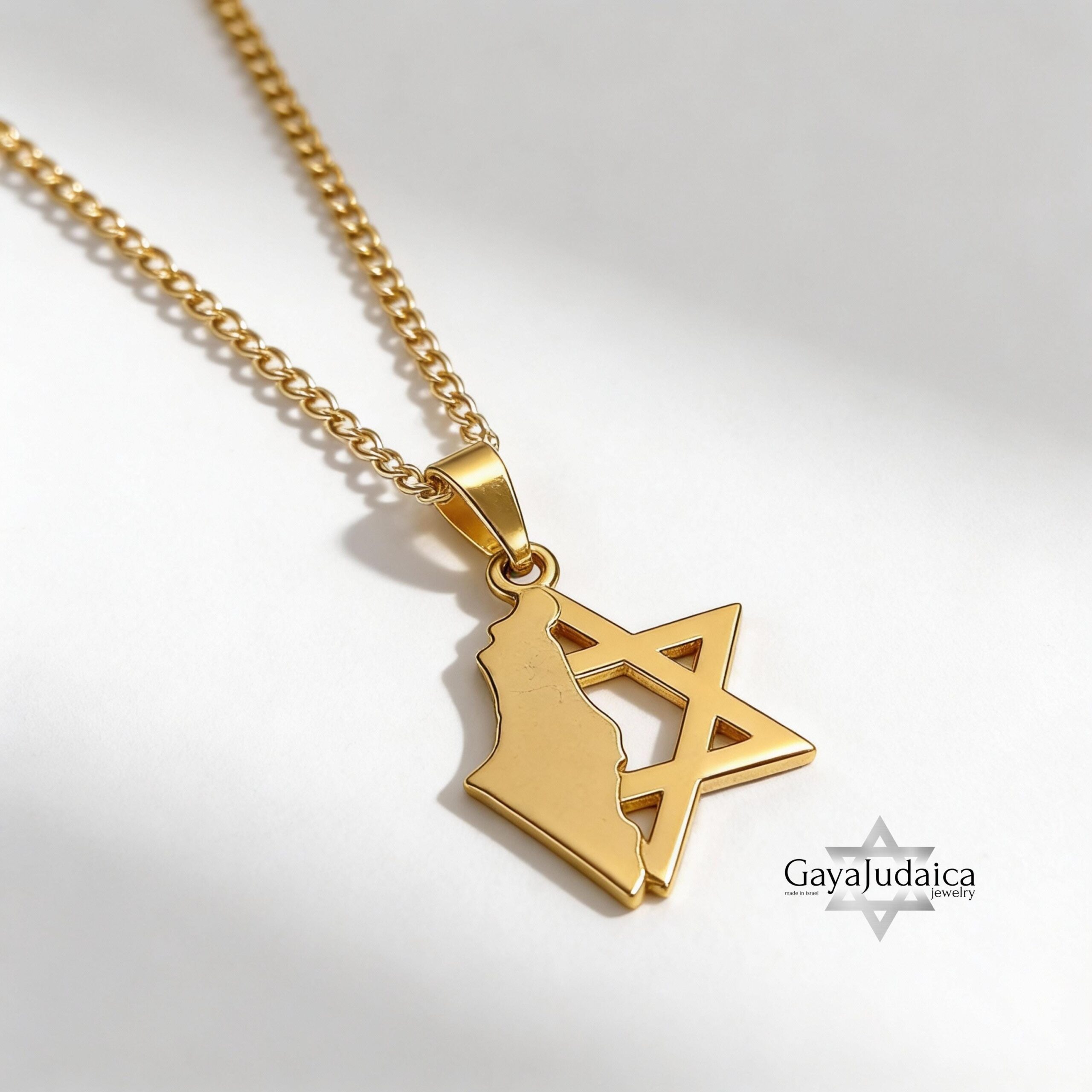 Star of David and Israel Map Pendant Necklace — Israeli Judaica Star of David and Israel Map Pendant Necklace — Israeli Judaica