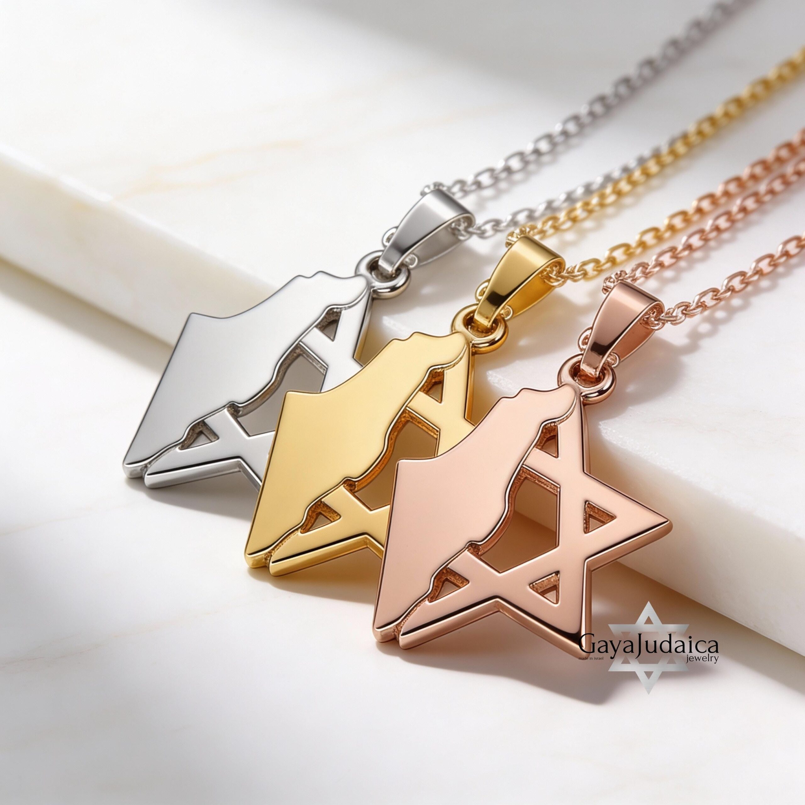 Star of David and Israel Map Pendant Necklace — Israeli Judaica Star of David and Israel Map Pendant Necklace — Israeli Judaica