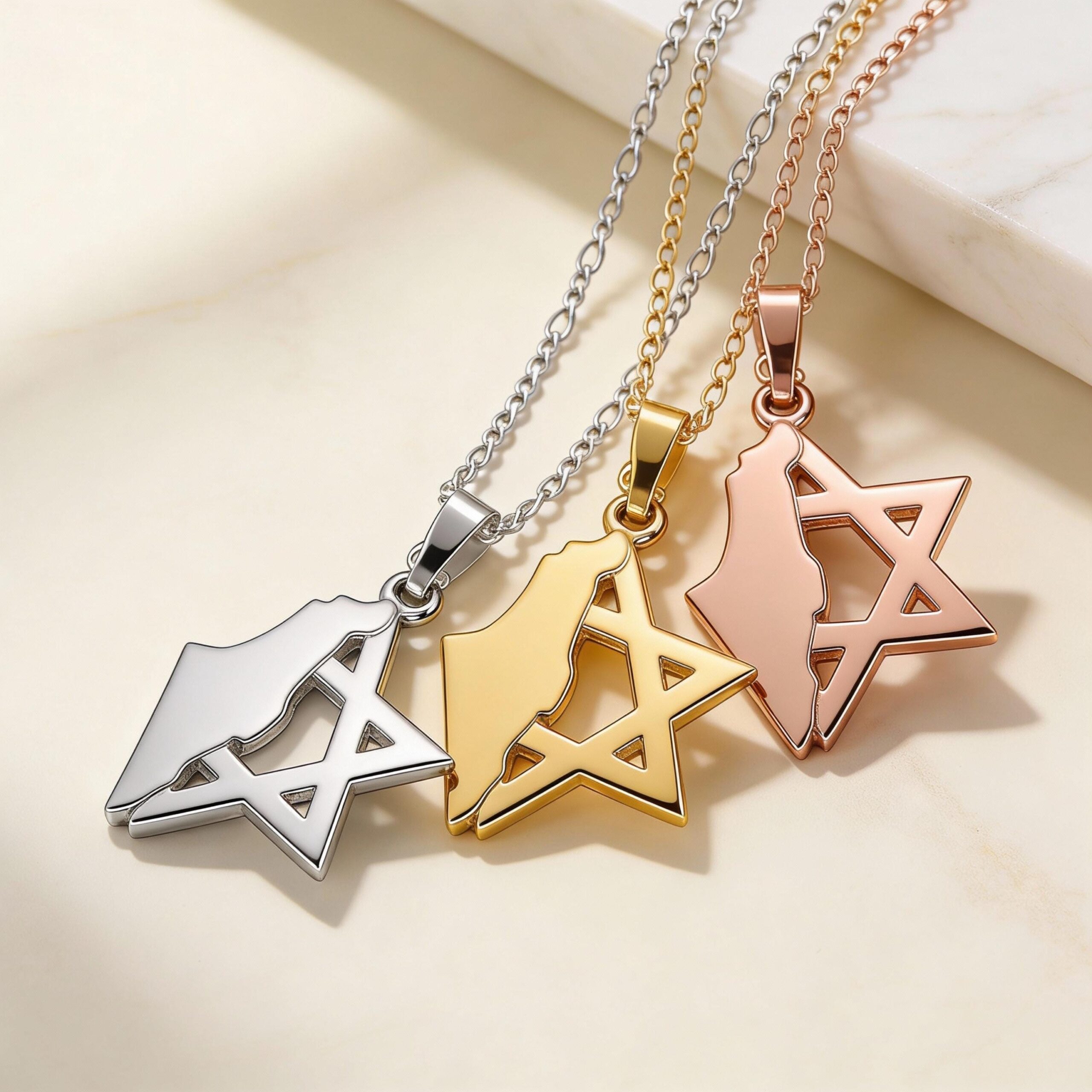 Star of David and Israel Map Pendant Necklace — Israeli Judaica Star of David and Israel Map Pendant Necklace — Israeli Judaica