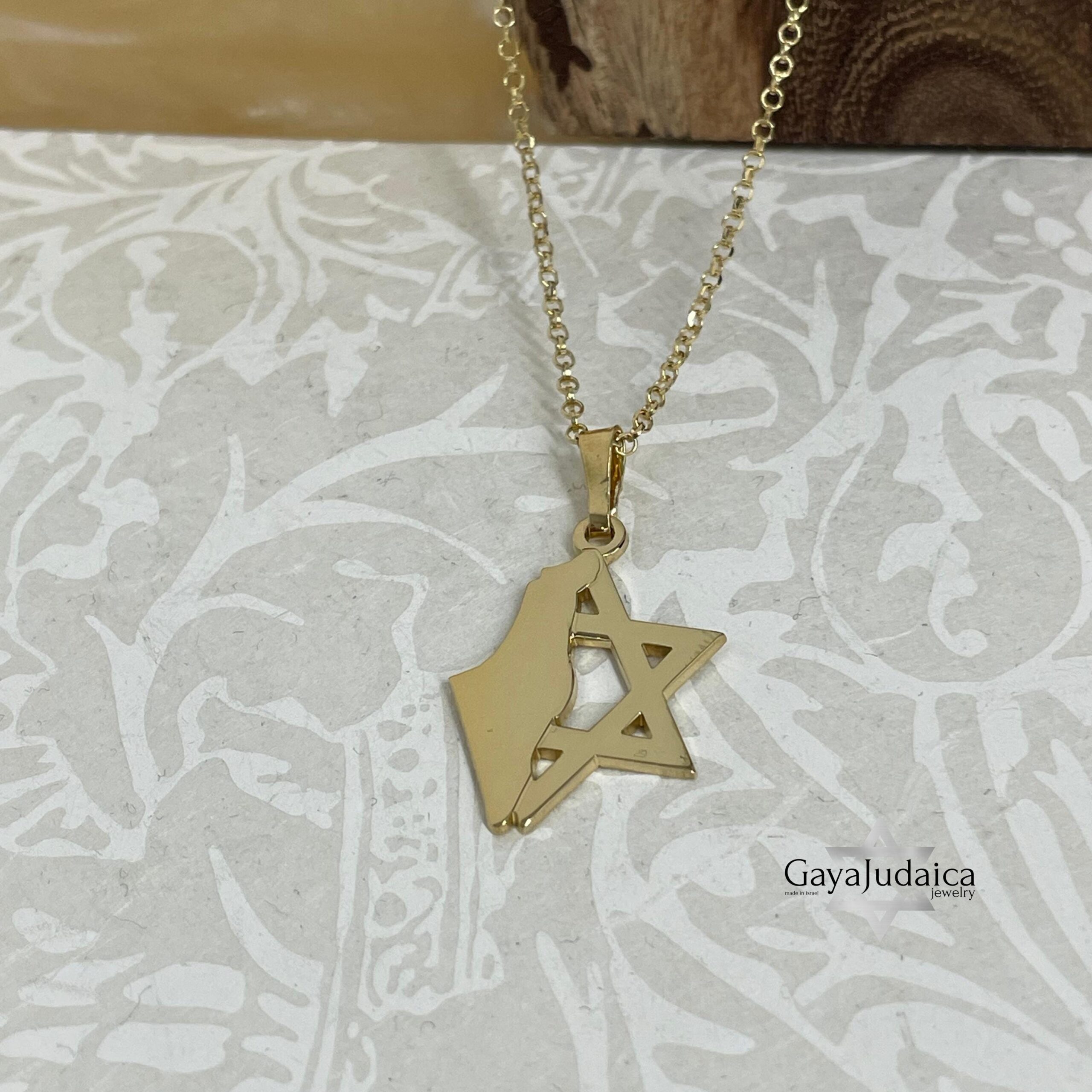 Star of David and Israel Map Pendant Necklace — Israeli Judaica Star of David and Israel Map Pendant Necklace — Israeli Judaica
