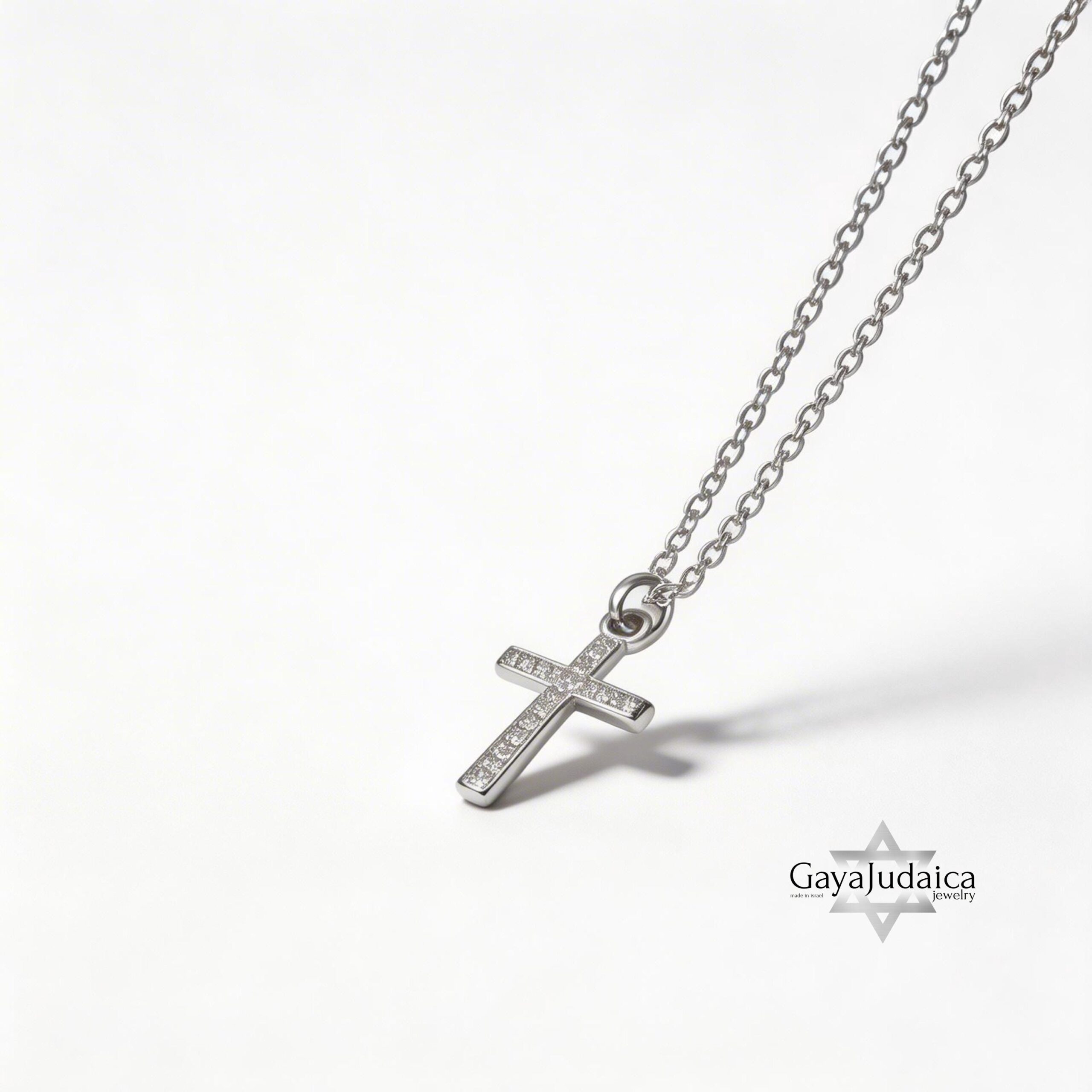 Dainty Cubic Zirconia Cross Pendant Necklace — Sterling Silver Cross Dainty Cubic Zirconia Cross Pendant Necklace — Sterling Silver Cross