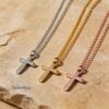 Dainty Cubic Zirconia Cross Pendant Necklace — view 6