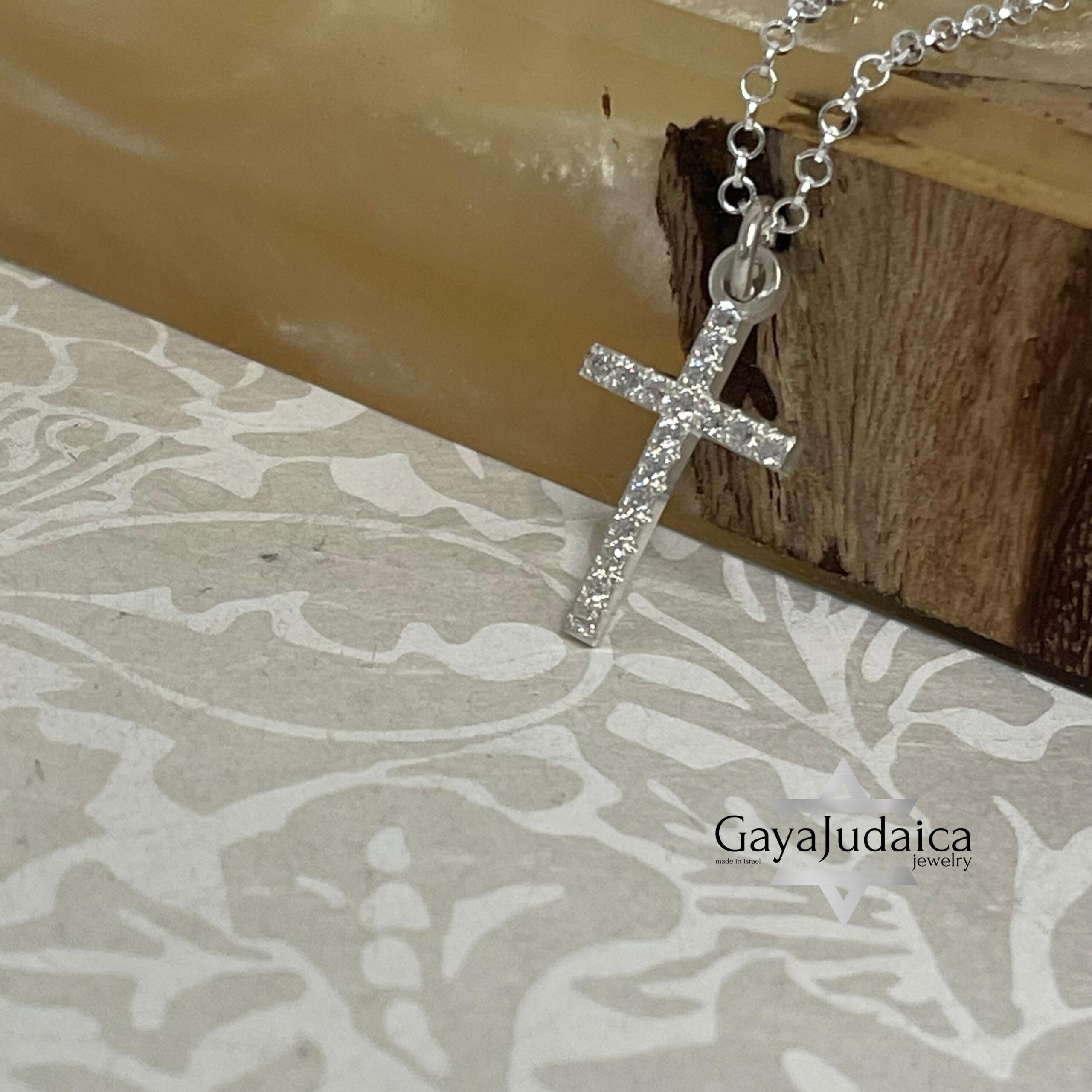 Dainty Cubic Zirconia Cross Pendant Necklace — Sterling Silver Cross Dainty Cubic Zirconia Cross Pendant Necklace — Sterling Silver Cross