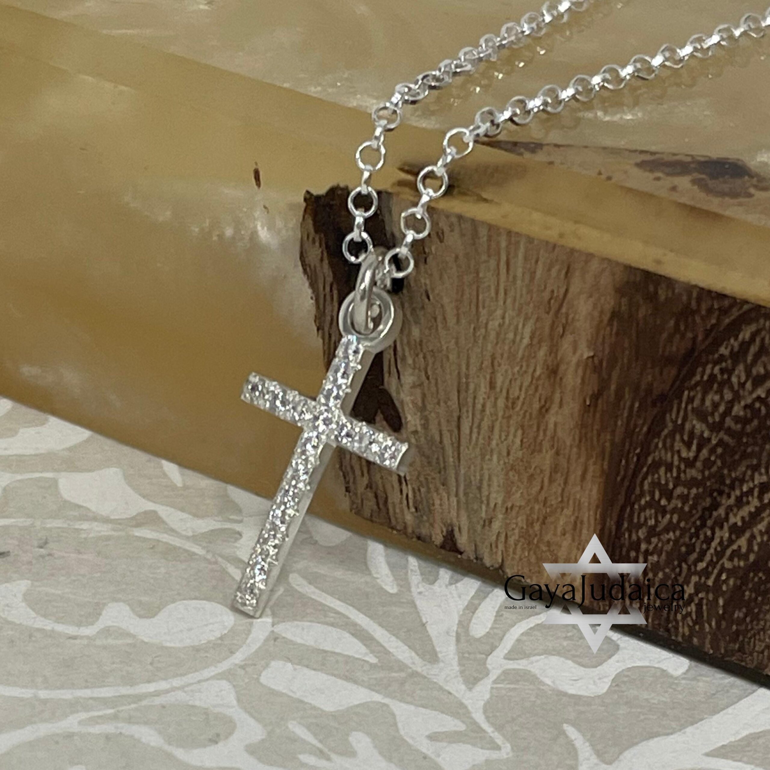 Dainty Cubic Zirconia Cross Pendant Necklace — Sterling Silver Cross Dainty Cubic Zirconia Cross Pendant Necklace — Sterling Silver Cross
