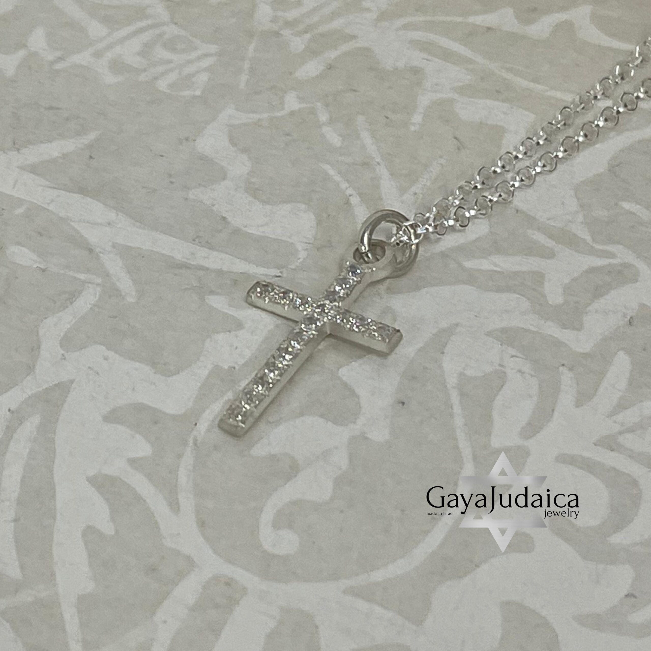 Dainty Cubic Zirconia Cross Pendant Necklace — Sterling Silver Cross Dainty Cubic Zirconia Cross Pendant Necklace — Sterling Silver Cross