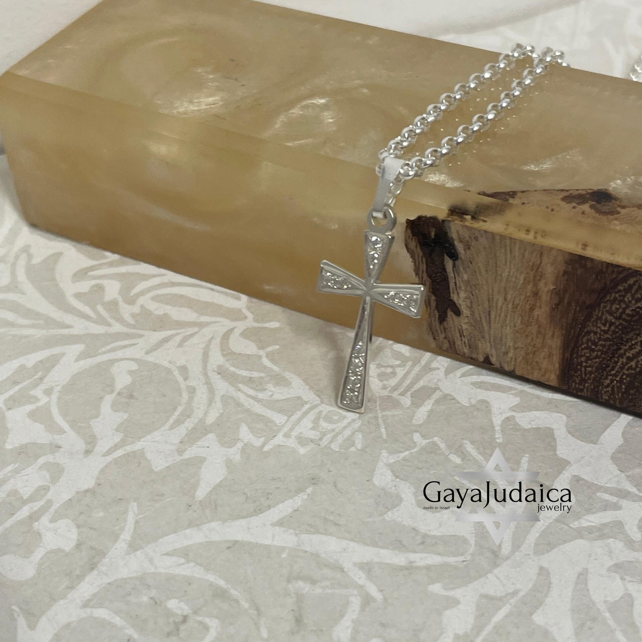 Zirconia Cross Necklace — Sterling Silver or Gold Plated Israeli Jewelry Zirconia Cross Necklace — Sterling Silver or Gold Plated Israeli Jewelry