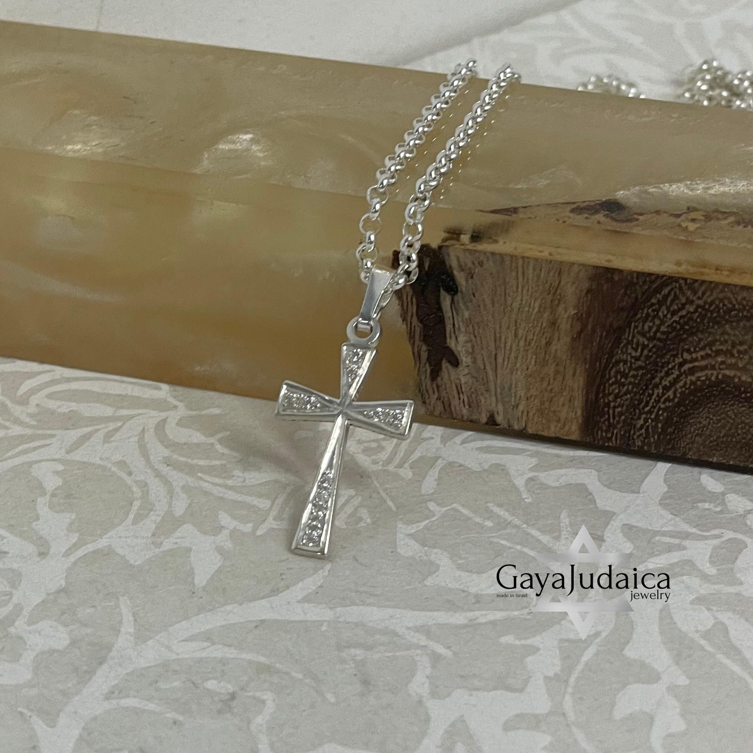 Zirconia Cross Necklace — Sterling Silver or Gold Plated Israeli Jewelry Zirconia Cross Necklace — Sterling Silver or Gold Plated Israeli Jewelry