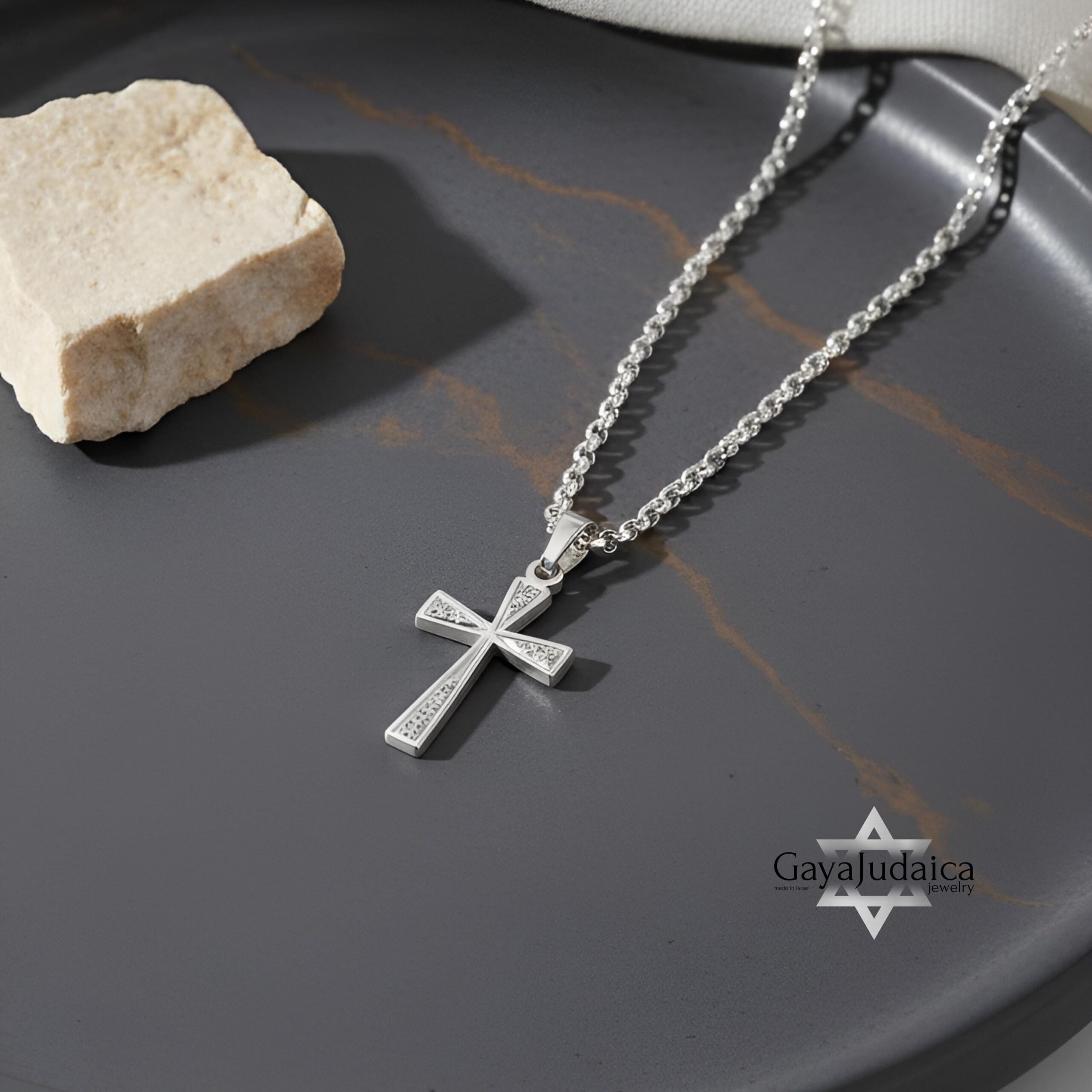 Zirconia Cross Necklace — Sterling Silver or Gold Plated Israeli Jewelry Zirconia Cross Necklace — Sterling Silver or Gold Plated Israeli Jewelry