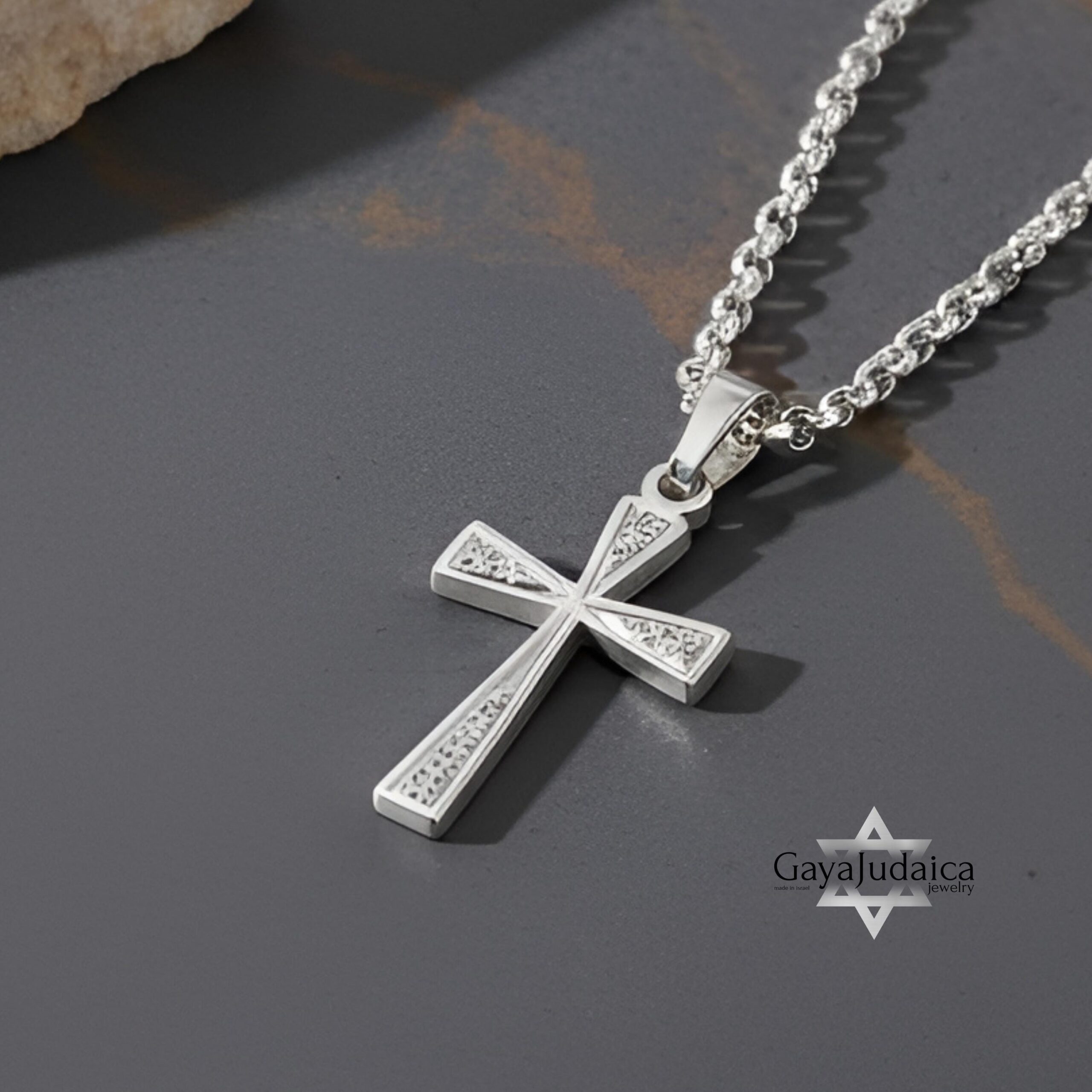 Zirconia Cross Necklace — Sterling Silver or Gold Plated Israeli Jewelry Zirconia Cross Necklace — Sterling Silver or Gold Plated Israeli Jewelry