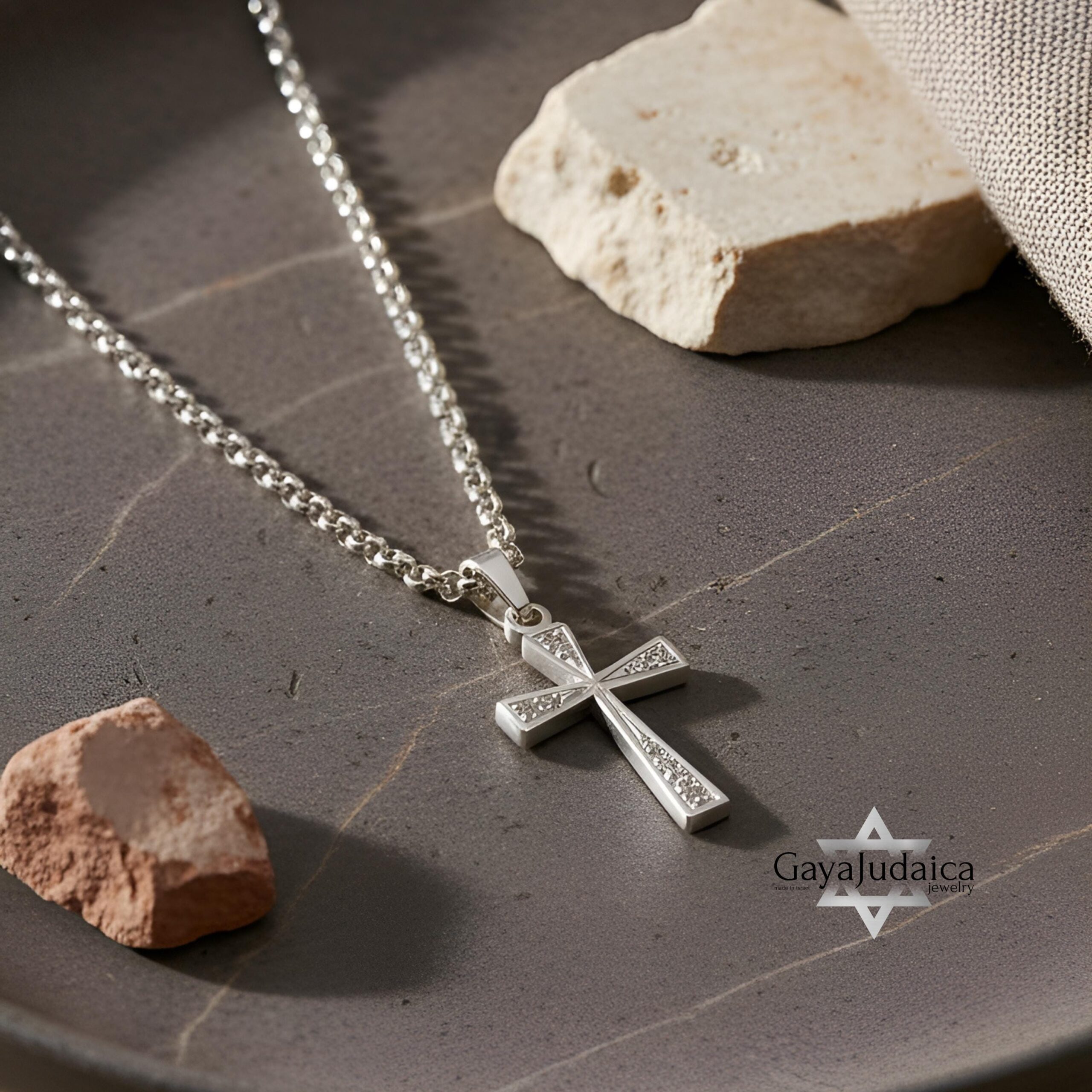 Zirconia Cross Necklace — Sterling Silver or Gold Plated Israeli Jewelry Zirconia Cross Necklace — Sterling Silver or Gold Plated Israeli Jewelry