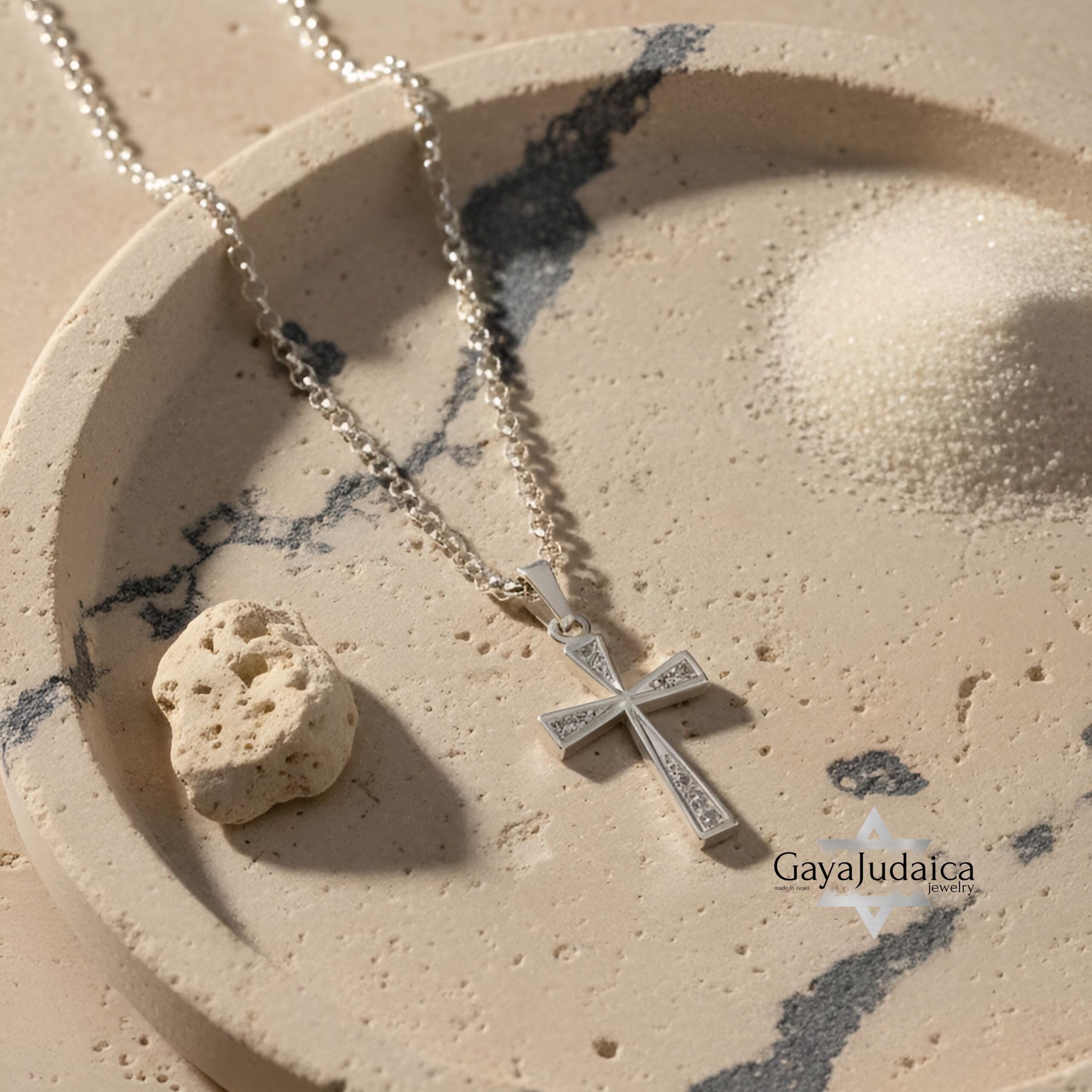 Zirconia Cross Necklace — Sterling Silver or Gold Plated Israeli Jewelry Zirconia Cross Necklace — Sterling Silver or Gold Plated Israeli Jewelry