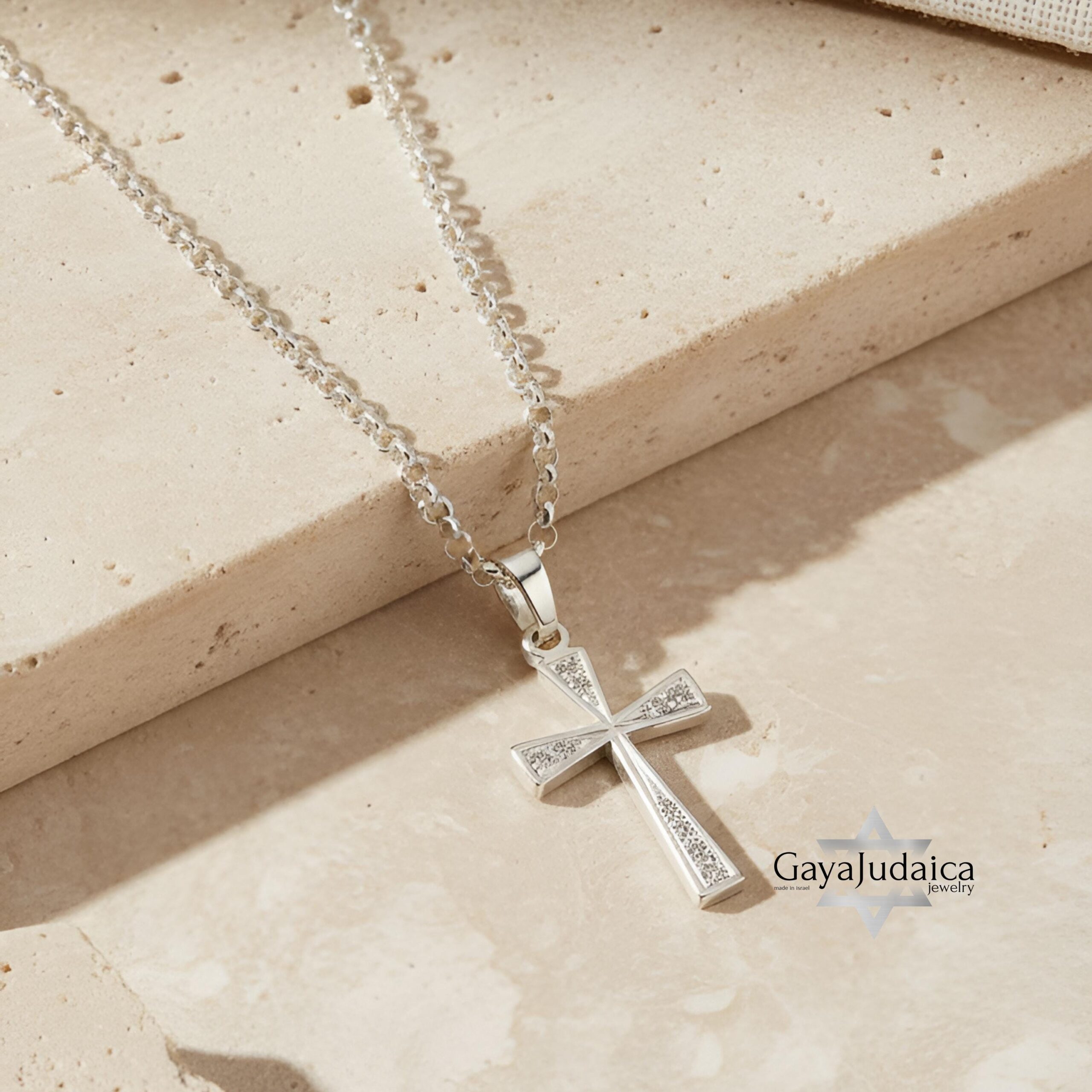 Zirconia Cross Necklace — Sterling Silver or Gold Plated Israeli Jewelry Zirconia Cross Necklace — Sterling Silver or Gold Plated Israeli Jewelry