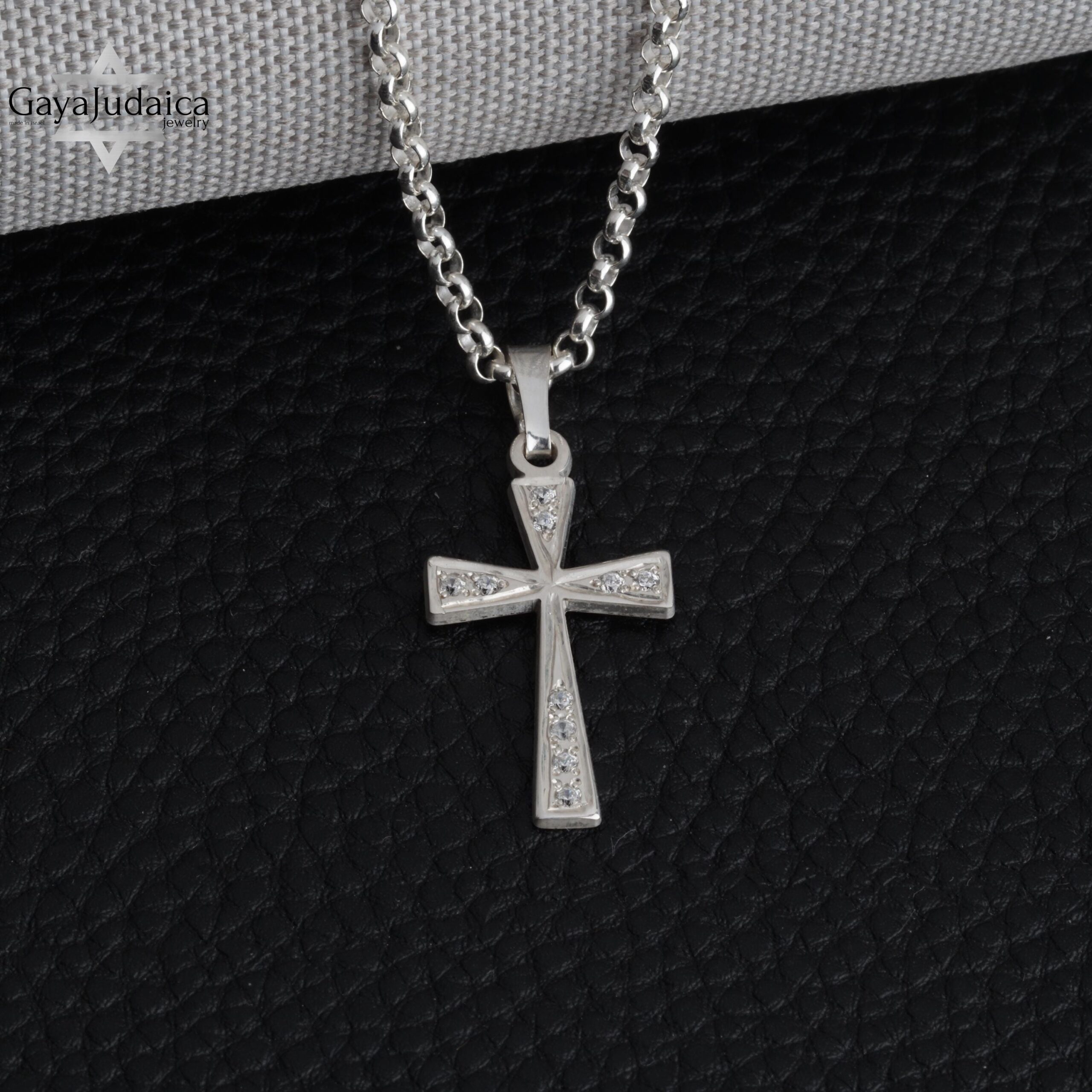 Zirconia Cross Necklace — Sterling Silver or Gold Plated Israeli Jewelry Zirconia Cross Necklace — Sterling Silver or Gold Plated Israeli Jewelry