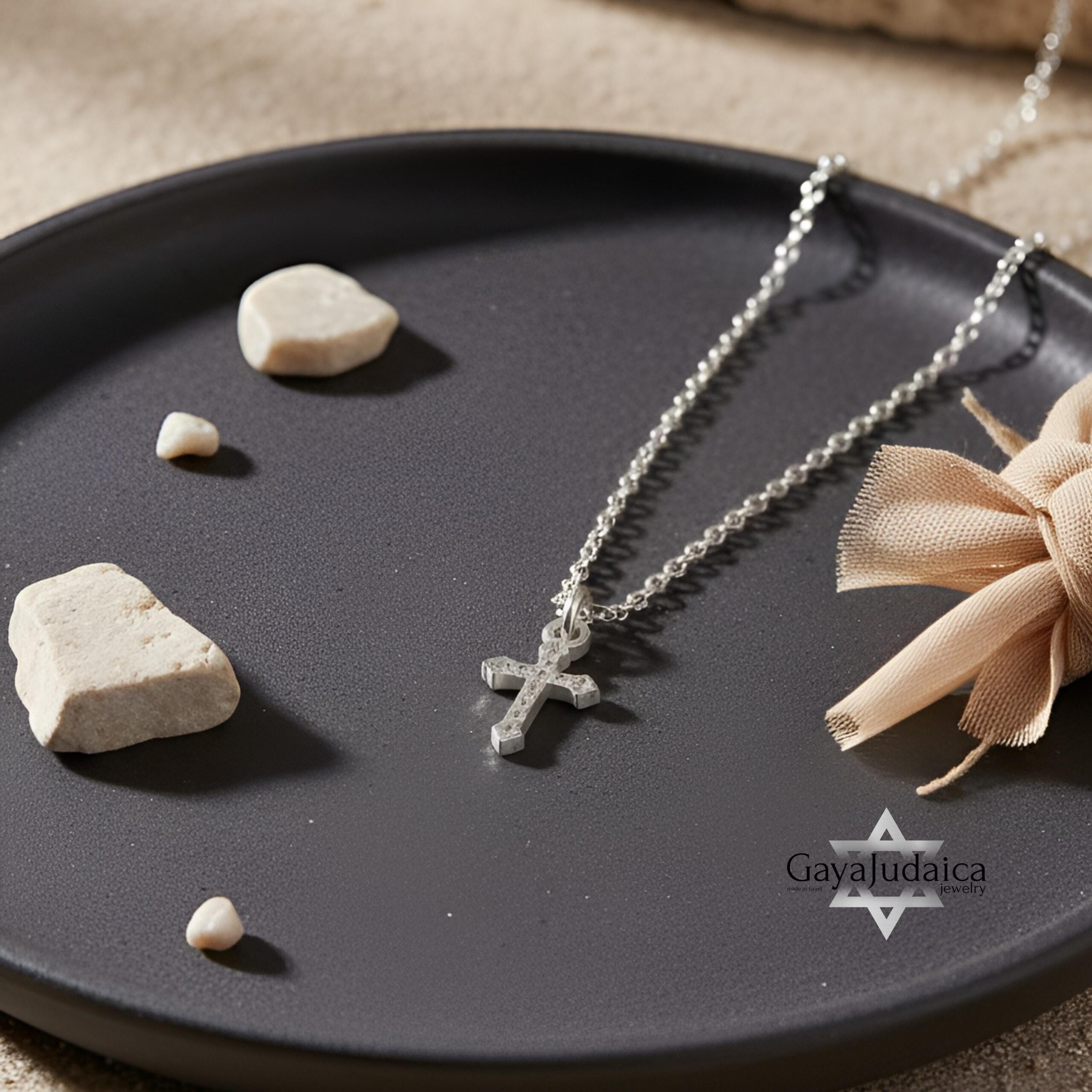 Dainty Zirconia Cross Necklace — Petite Sterling Silver Pendant Dainty Zirconia Cross Necklace — Petite Sterling Silver Pendant