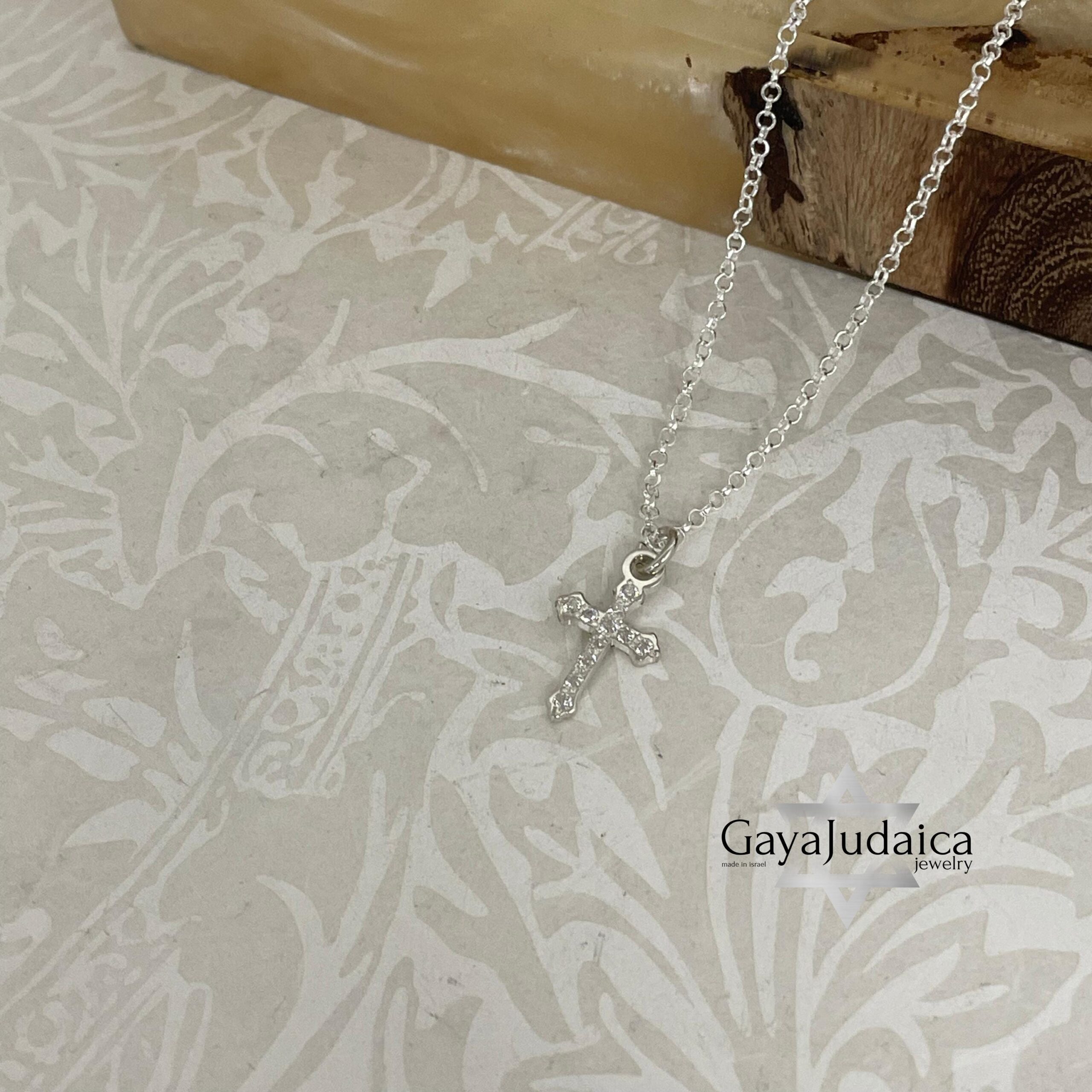 Dainty Zirconia Cross Necklace — Petite Sterling Silver Pendant Dainty Zirconia Cross Necklace — Petite Sterling Silver Pendant