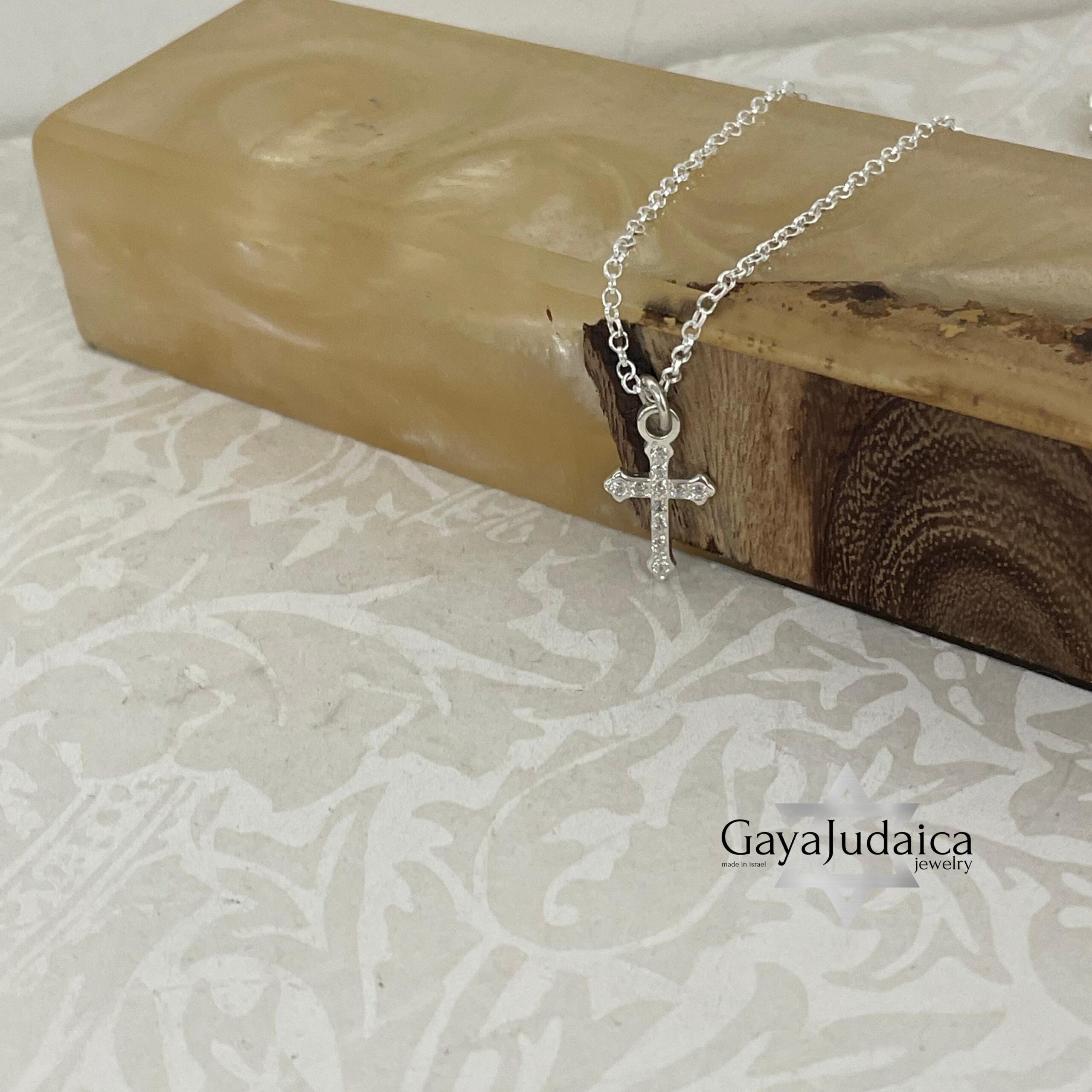 Dainty Zirconia Cross Necklace — Petite Sterling Silver Pendant Dainty Zirconia Cross Necklace — Petite Sterling Silver Pendant
