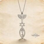 Personalized Hanukkah Menorah Fish Pendant with Star of David