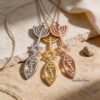 Personalized Hanukkah Menorah Fish Pendant with Star of David — view 7