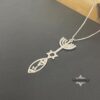 Personalized Hanukkah Menorah Fish Pendant with Star of David — view 14