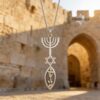Personalized Hanukkah Menorah Fish Pendant with Star of David — view 18