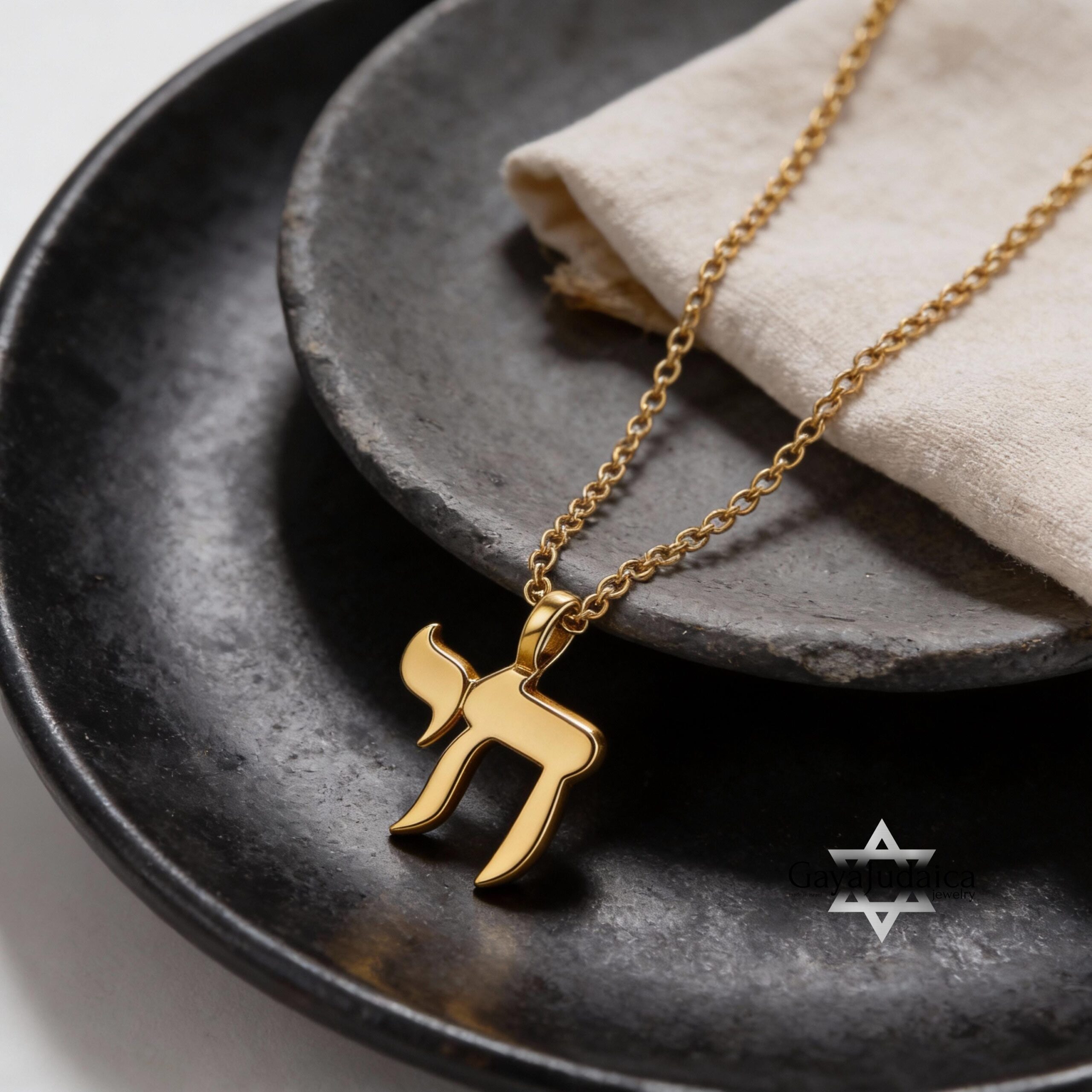 Hebrew Chai Necklace — Sterling Silver Judaica Jewelry, Israeli Gift Hebrew Chai Necklace — Sterling Silver Judaica Jewelry, Israeli Gift